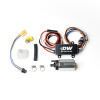 DeatschWerks DW440 brushless fuel pump kit with controller, wiring harness, clamps, and connectors for Ford Mustang GT