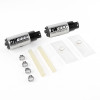 DeatschWerks DW300C 340lph fuel pumps with hose, clamps, and filter socks, install kit shown