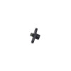 DeatschWerks fuel pressure regulator adapter, black anodized body with 6AN ORB female fitting, angled view