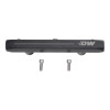 DeatschWerks fuel rail for Polaris RZR XP Turbo, black billet body with DW logo, two mounting bolts shown below