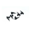 Deatschwerks EV14 750cc fuel injectors, set of six, black bodies with extended nozzles, top angled view
