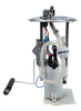 DeatschWerks DW300 fuel pump module for S197 Mustang, front angle showing float arm, hoses, and wiring