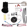 DeatschWerks X2 Surge Module kit for 94-02 Nissan Silvia and Skyline, showing bracket, fittings, wiring harness, and hoses laid out.