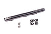 Radium Engineering fuel rail for Honda S2000, black billet bar with mounting clips and injector clips shown.