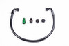 Radium Engineering S2000 fuel rail plumbing kit, braided hose with green and black AN fittings, caps