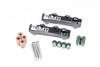 Radium Engineering DPI fuel rails for Subaru WRX, black billet pair with copper spacers, screws, and green injector seals