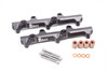 Radium Engineering Nissan R35 GTR fuel rail kit, two black billet rails with bolts, sleeves and copper washers
