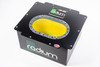 Radium Engineering R06A 6 gallon fuel cell, black box with yellow foam baffling visible through oval top opening, angled front view.