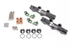Radium Subaru EJ V1-2 top feed fuel rail kit with mounting brackets, spacers, injector seals and hardware laid out