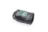 Radium Dry Break Probe Cover, black leather cylindrical case with green logo patch and wrist strap