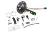 Radium Engineering fuel hanger kit for Acura Integra/Honda Civic, top down view showing fuel pump plate, fittings, hose clamps, and wiring harness