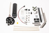 Radium mid fuel hanger kit for 03-13 Corvette, top view showing bracket, wiring, and hardware, pumps not included