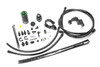 Radium mid fuel hanger plumbing kit for 03-08 Corvette, showing hoses, fittings, bracket and catch can laid flat.