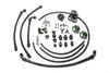 Radium Engineering fuel rail plumbing kit for R35 GT-R VR38DETT, hoses, fittings, gauge, and FPR laid out