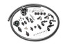 Radium Engineering fuel rail plumbing kit for Subaru EJ engines, top down view showing hose, fittings, gauge, and mounting bracket