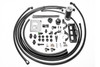 Radium Engineering fuel hanger plumbing kit for CTS-V, showing hoses, fittings, filter and mounting brackets