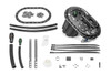 Radium Engineering FCST-X for external pumps, top angled view with fuel canister, hoses, fittings, gasket, clamps and mounting hardware laid out