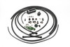 Radium Engineering fuel hanger plumbing kit with microglass filter, hoses, and AN fittings laid out flat