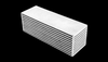 Vibrant 12x4x4in water to air intercooler core, angled view showing stacked cooling fins