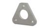 Vibrant T304SS turbo inlet flange for Garrett GT1544, triangular plate with three mounting holes and center bore, angled view
