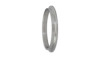 Vibrant stainless steel V-band flange ring, angled view showing machined groove and smooth outer edge