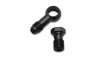 Vibrant -8AN male banjo adapter assembly, black anodized, with hex fitting and banjo bolt shown at angle