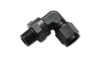 Vibrant -12AN to 3/4in NPT female swivel 90 degree adapter fitting, black anodized aluminum, side view