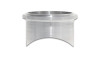 Vibrant Tial 50mm BOV weld flange, aluminum, front angle view showing round flange atop 2.50in tube with cutout base.