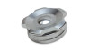 Vibrant 2.75in aluminum weld bung with polished threaded cap, top angled view, O-ring visible on base.