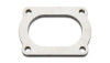 Vibrant T304 SS 4 bolt flange for 3in O.D. oval tubing, flat top view showing oval opening and corner bolt holes