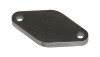Vibrant wastegate block off flange, mild steel, 3/8in thick, angled view showing two drilled mounting holes