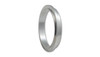 Vibrant 3in V-band turbo outlet flange for PTE Med Frame Turbo, angled side view showing polished stainless ring
