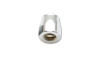 Vibrant -6AN hose end socket in silver, angled view showing the threaded fitting opening and hex body.