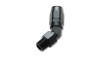 Vibrant -6AN 45 degree hose end fitting with 1/4in NPT male threads, black anodized, side view