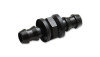 Vibrant -8AN to -10AN barbed transition fitting, black anodized aluminum, hex center, angled view