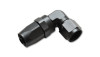 Vibrant 90 degree elbow forged hose end fitting, -12AN, black anodized aluminum, swivel nut visible
