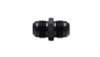Vibrant -4AN to -4AN straight union adapter, black anodized aluminum, hex center, threaded male ends both sides