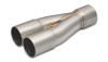 Vibrant 2-1 stainless steel merge collector, dual 1-1/2in inlets joining into single 1-3/4in outlet, weld seam visible.
