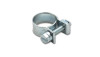 Vibrant mini hose clamp, zinc plated steel, fuel injector style with screw and worm gear housing
