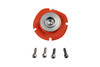 Aeromotive EFI Regulator Repair Kit for 13110, top view showing red diaphragm, metal cap and four hex bolts
