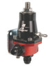Aeromotive compact billet EFI regulator, black and red, mounting bracket, AN-6 inlet and return fittings visible.