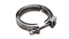 Vibrant SS V-Band clamp shown at an angle, T-bolt and nut visible, fits Tial GT28/GT30/GT35 inlet flange