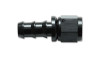 Vibrant -12AN push-on straight hose end fitting in black aluminum, side view showing barbed hose end and hex nut.