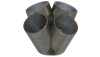 Vibrant 4 into 1 stainless turbo manifold collector, front view showing four inlet tubes merging into one outlet