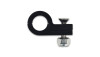 Vibrant P-Clamp Hole 5/8in, black aluminum clamp with screw and nut, side view on white background
