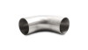 Vibrant 2.5in OD T304 stainless 90 degree mandrel bend tube, extended leg length, shown at an angle