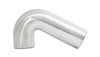 Vibrant 4in OD 120 degree tight radius aluminum bend tube, polished silver elbow shown at an angle on white background.