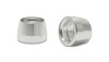 Vibrant -8AN PTFE hose olive insert, two aluminum tapered sleeves shown front and back angles