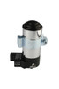 Aeromotive Marine Pump 14 PSI with 3/8 NPT ports, angled view showing black inlet housing with FLOW arrow, chrome body, mounting bracket, and 3/8 NPT