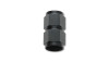 Vibrant black anodized aluminum straight coupler, female -10 AN to female -12 AN, hex union adapter, front view